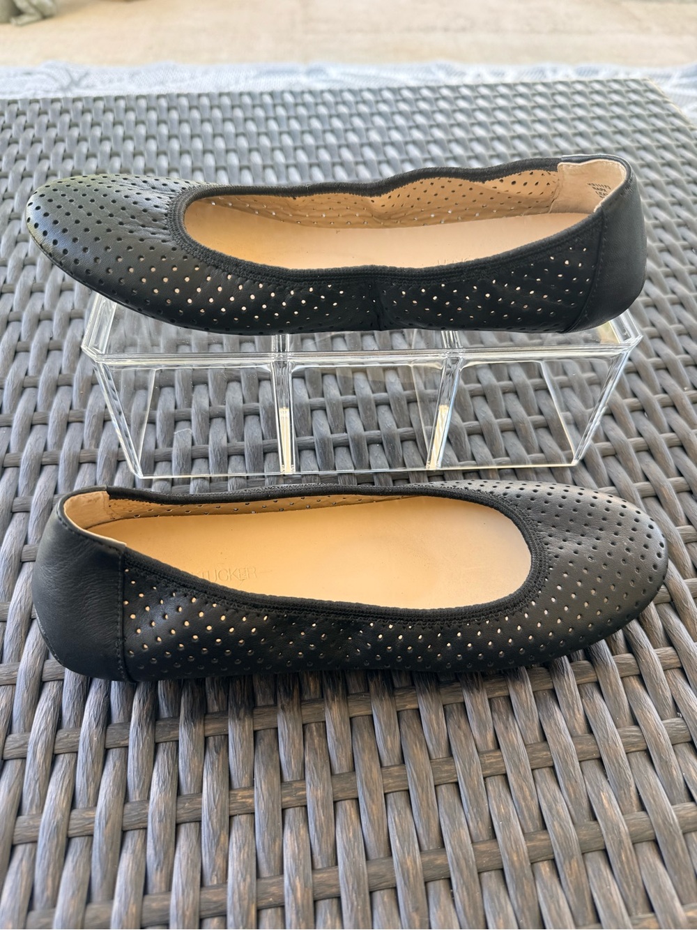 Adam Tucker Black Perforated Ballet Flats - Picture 12 of 15
